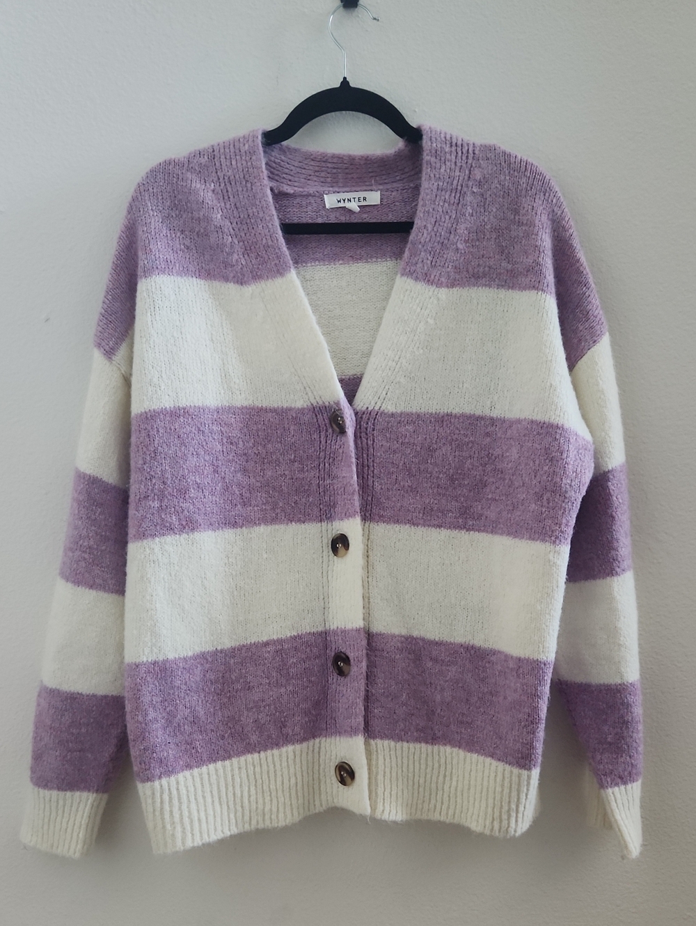 Wynter Purple And White Striped Cardigan